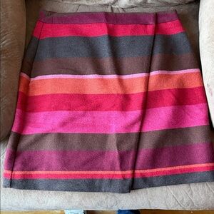 LOFT Pink and Brown Striped A-Line Skirt